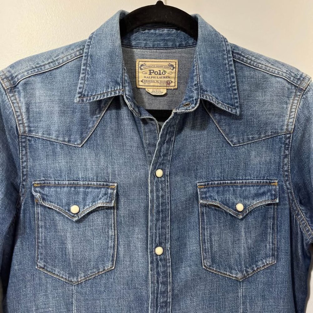 Polo Ralph Lauren Western Denim Knee Length Shirt Dress [size M] - Picture 2 of 12